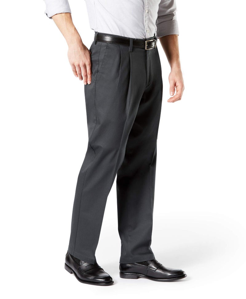 DockersÂ® Men's Classic Fit Signature Khaki Lux Cotton Stretch Pants - Pleated (Regular and Big & Tall), Steelhead, 42W x 30L - Image 2